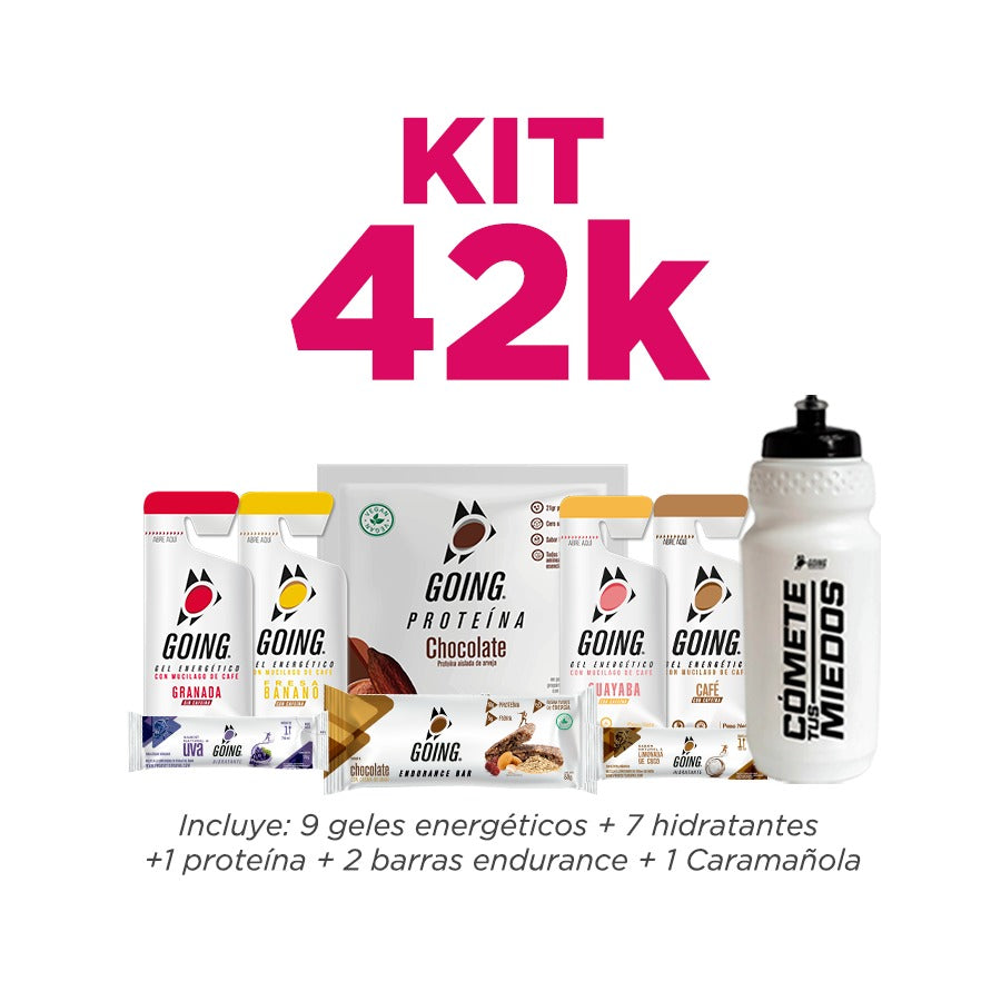 Kit 42k 9 geles energéticos + 7 hidratantes +1 proteína + 2 barras endurance + 1 Caramañola