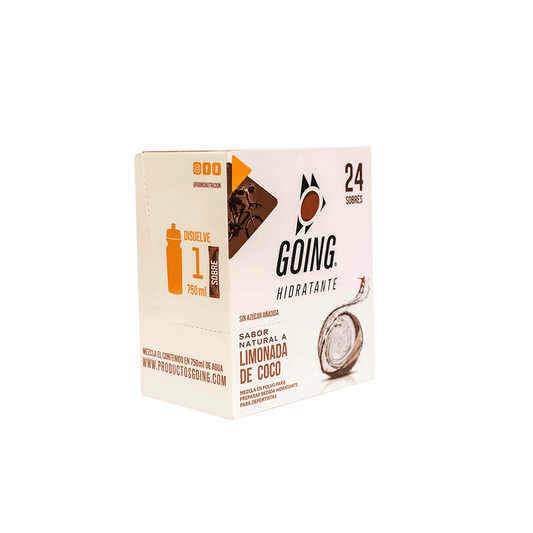 Caja de hidratante con electrólitos x 24 und - sabor a LIMONADA DE COCO + CARAMAÑOLA OBSEQUIO