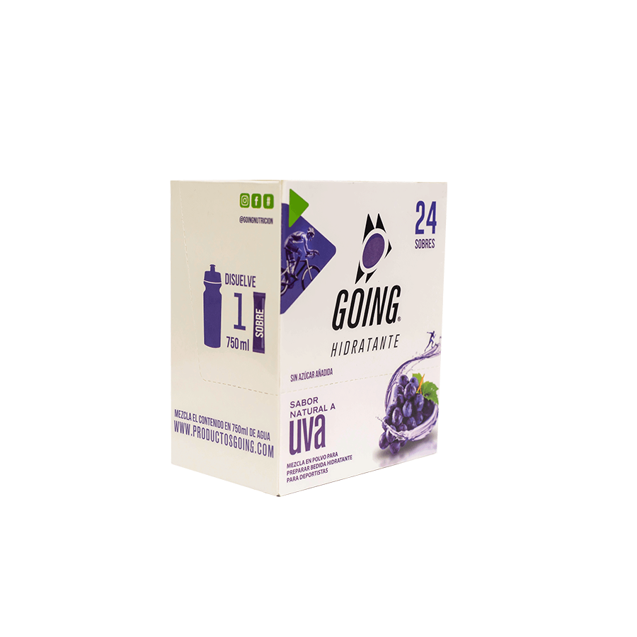 Caja de hidratante con electrólitos x 24 und - sabor UVA + CARAMAÑOLA DE OBSEQUIO