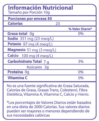 Bolsa de hidratante con electrólitos x 30 porciones - sabor UVA + OBSEQUIO