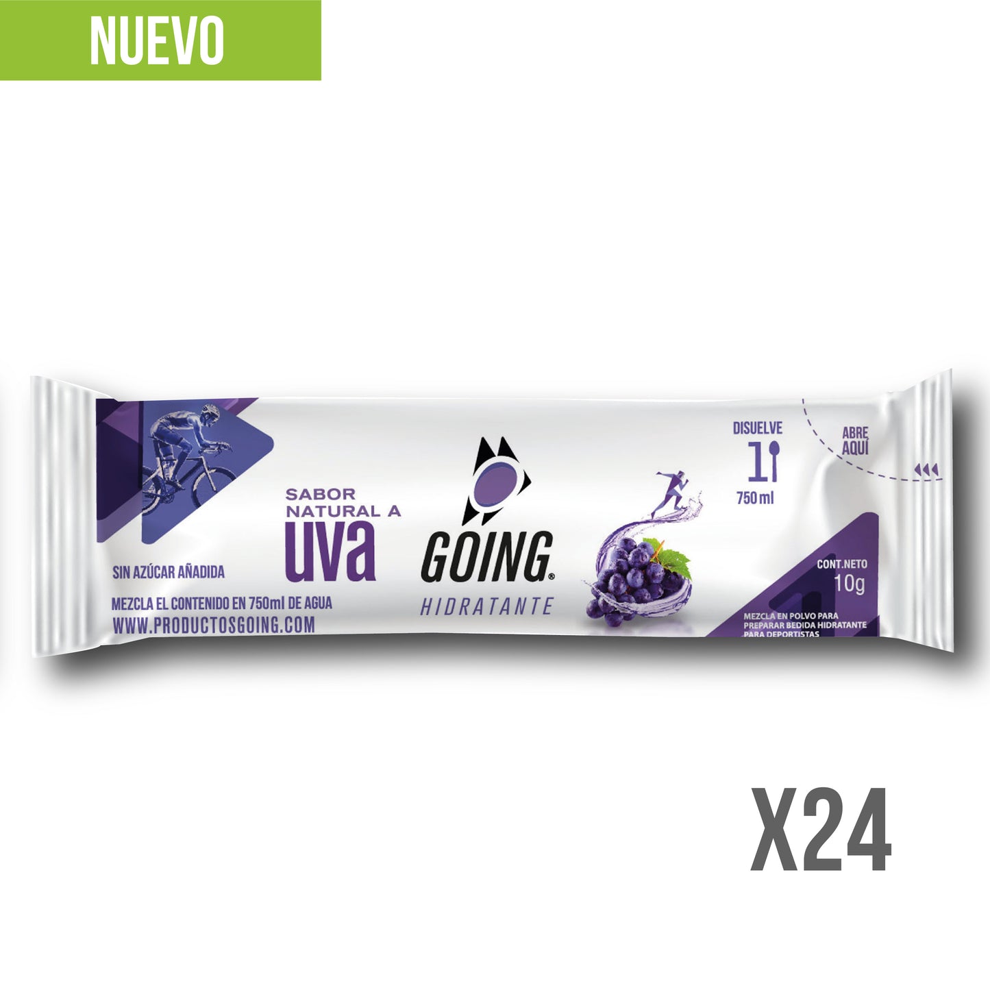 Caja de hidratante con electrólitos x 24 und - sabor UVA + CARAMAÑOLA DE OBSEQUIO