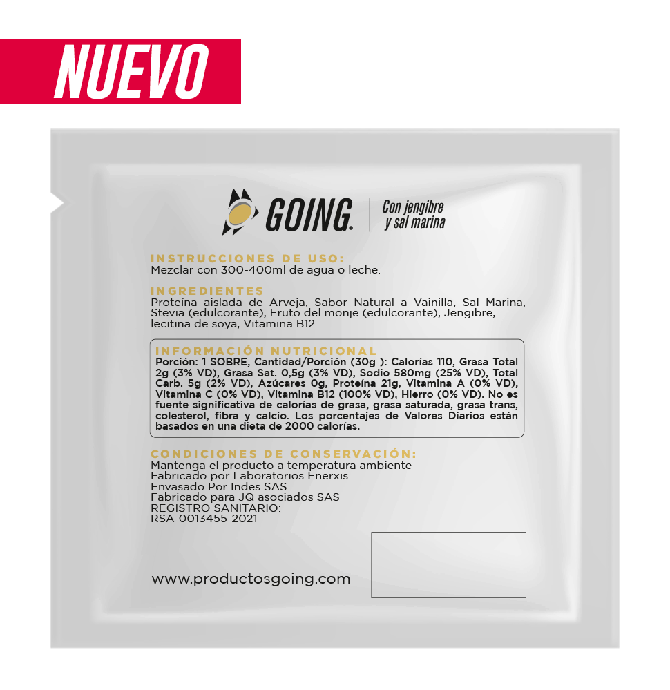 Sobres de proteína vegana x 12 und - sabor a VAINILLA