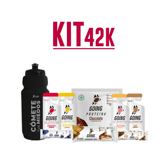 Kit 42K: 8 geles energéticos + 7 hidratantes +1 proteína + 2 barras endurance + 1 caramañola