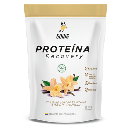 Doypack de Proteína Going con vitaminas sabor vainilla de 600 g, bolsa resellable amarilla