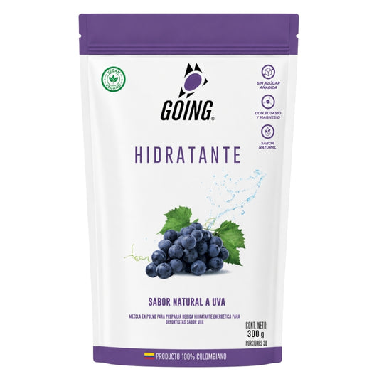 Doypack Hidratante Going sabor uva de 300 g, bolsa resellable lila con electrolitos en polvo