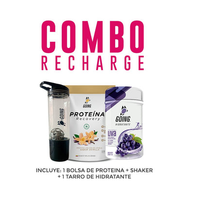 Combo recharge: Bolsa de proteína vegana x 20 porciones sabor a CHOCOLATE + + tarro de hidratante + shaker