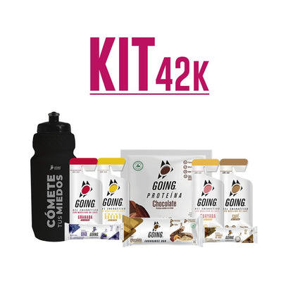 Kit 42K : 8 geles energéticos + 7 hidratantes +1 proteína + 2 barras endurance + 1 caramañola