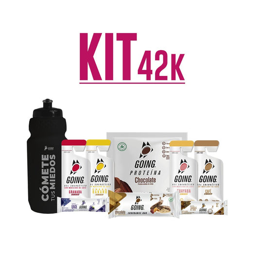 Kit 42K : 8 geles energéticos + 7 hidratantes +1 proteína + 2 barras endurance + 1 caramañola