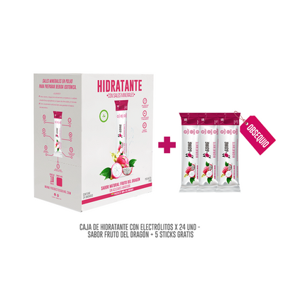 Caja de hidratante con electrólitos x 24 und - sabor FRUTO DEL DRAGÓN + 5 STICKS GRATIS