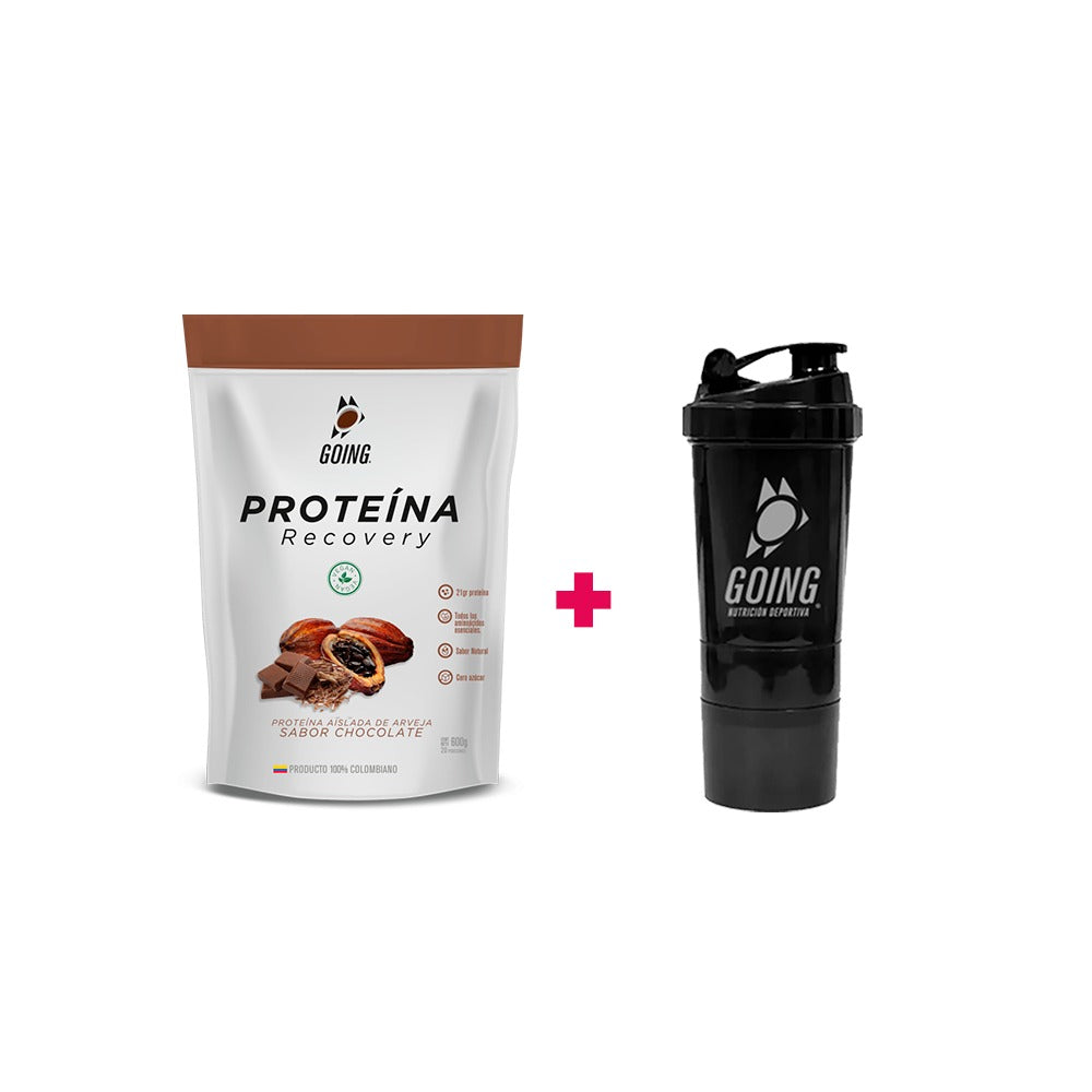 Bolsa con 20 porciones - Proteína vegana - sabor a CHOCOLATE + SHAKER