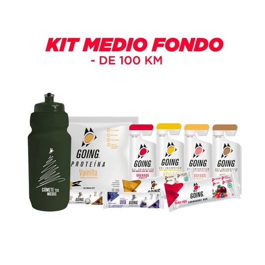 Kit Medio Fondo - 4 geles energéticos + 7 hidratantes +1 proteína + 2 barras endurance + caramañola