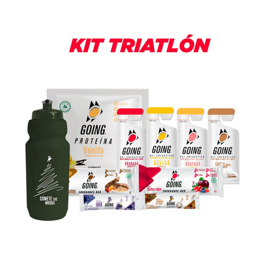 Kit Triatlon 8 geles energéticos + 5 hidratantes +1 proteína + 2 barras endurance + 1 caramañola