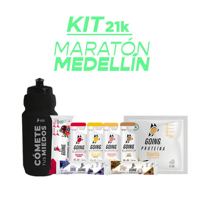 Kit 21K Maratón Medellín - 4 geles energéticos + 6 hidratantes +1 proteína + 1 barra endurance + Caramañola de obsequio (Copia)