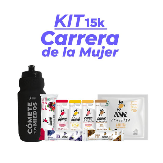 Kit 15K Carrera de la Mujer - 3 geles energéticos + 4 hidratantes +1 proteína + 1 barra endurance + Caramañola de obsequio