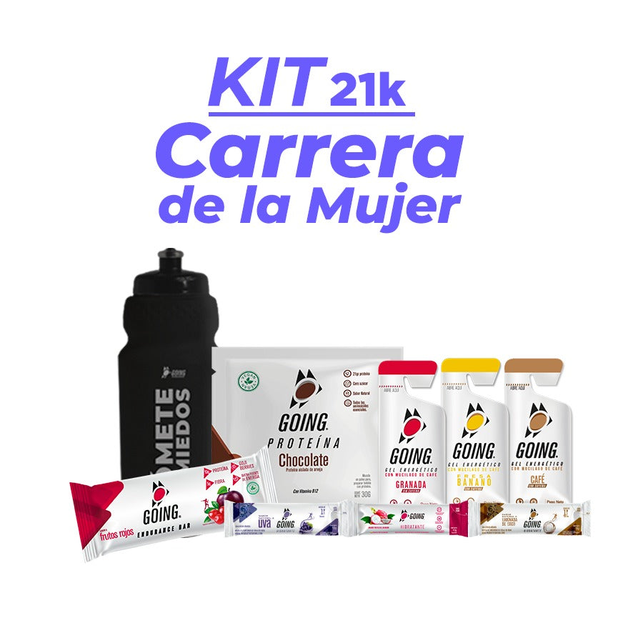 Kit 21K Carrera de la Mujer - 4 geles energéticos + 6 hidratantes +1 proteína + 1 barra endurance + Caramañola de obsequio