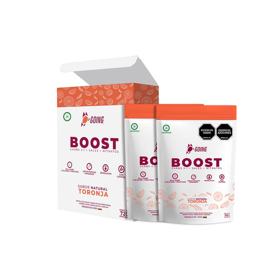Caja de Boost x 8 sachets -  Sabor Toronja con cafeína +  Caramañola & Sachet Gratis