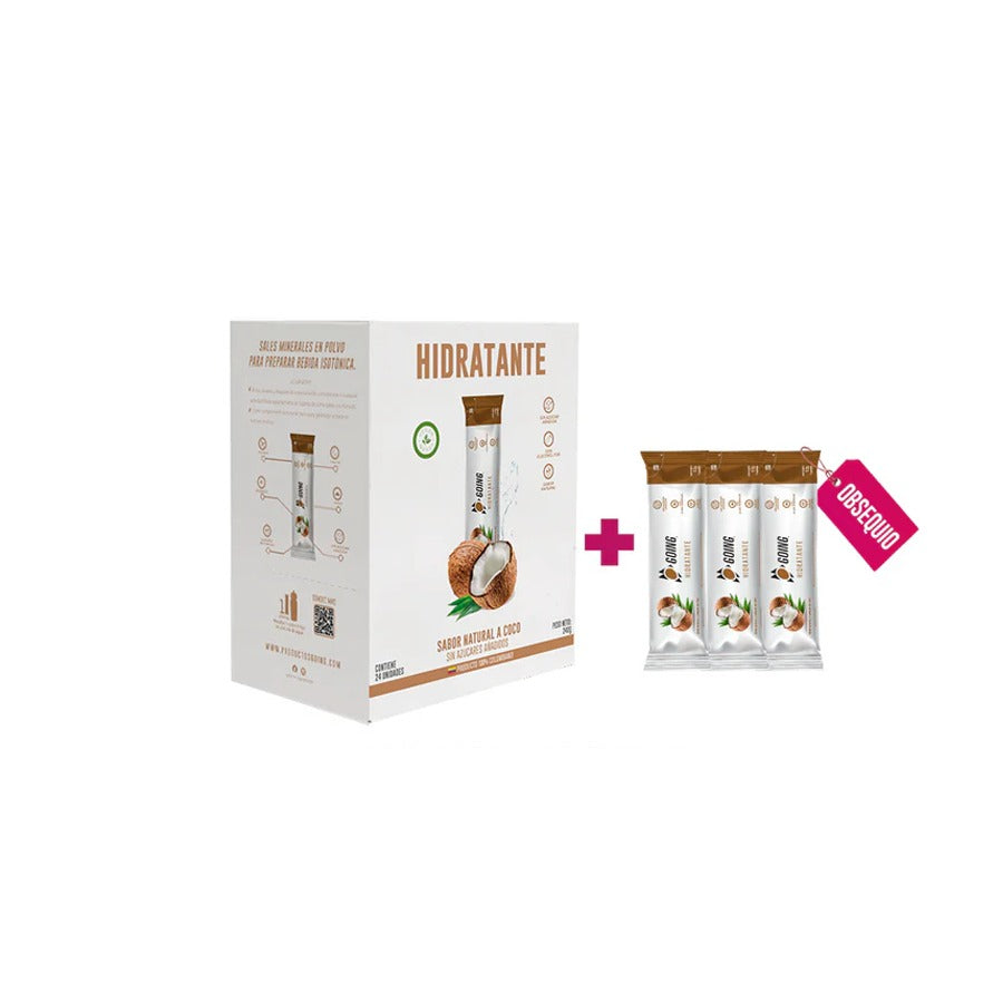 Caja de hidratante con electrólitos x 24 und - sabor a LIMONADA DE COCO + 6 STICKS GRATIS