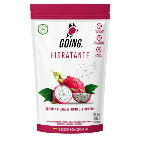 Doypack Hidratante Going sabor fruto del dragón de 300 g, bolsa resellable fucsia con electrolitos