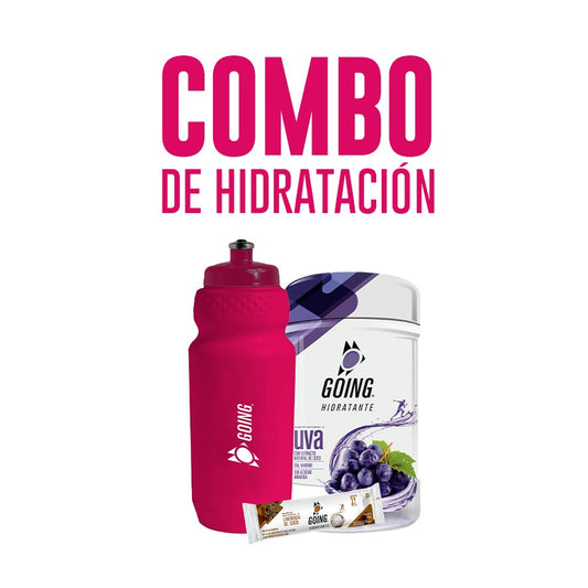 Combo hidratación: 1 caja de 24 sticks ó tarro 30 porciones de hidratante + 6 sticks de hidratantes mixtos+ caramañola
